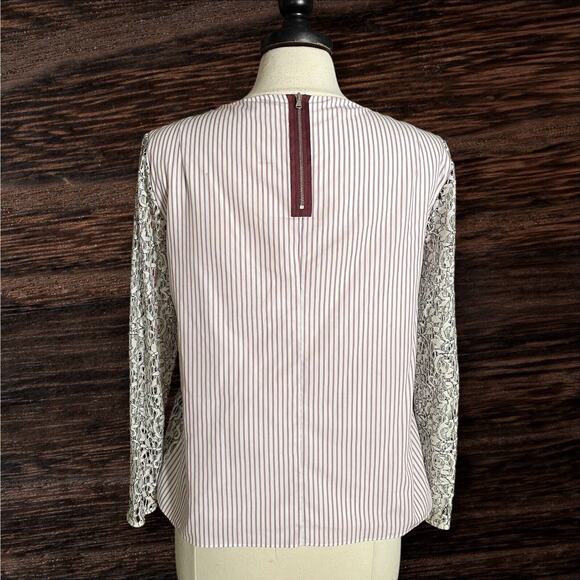 Carven French Designer Lace Blouse Top size 42 EU/M US Ivory Lined Back Zipper - Picture 2 of 11